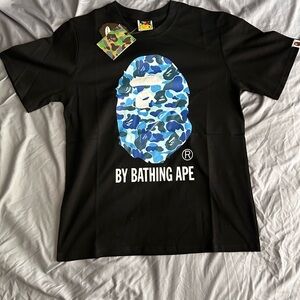 BAPE Black Tee with Blue Camo Design